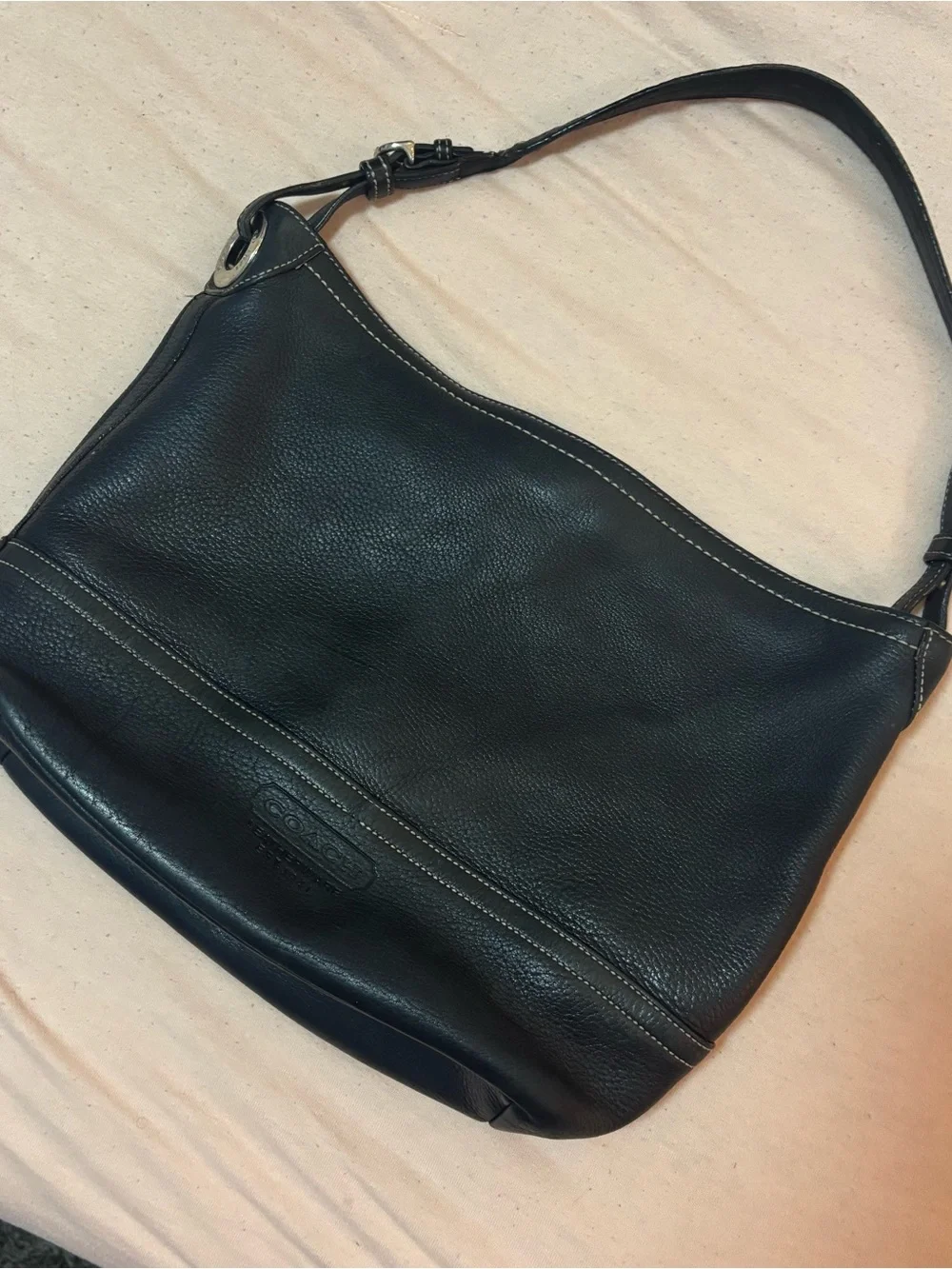 Coach Black Pebbled Leather Hobo Shoulder Bag
